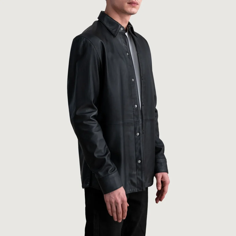 Haven Black Leather Shirt-reviseleather