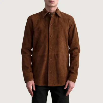 Haven Brown Suede Leather Shirt-reviseleather