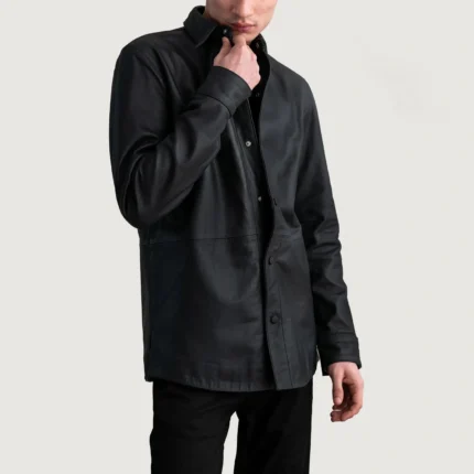 Haven Matte Black Leather Shirt-reviseleather