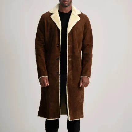 Kolby Brown Suede Shearling Coat-reviseleather