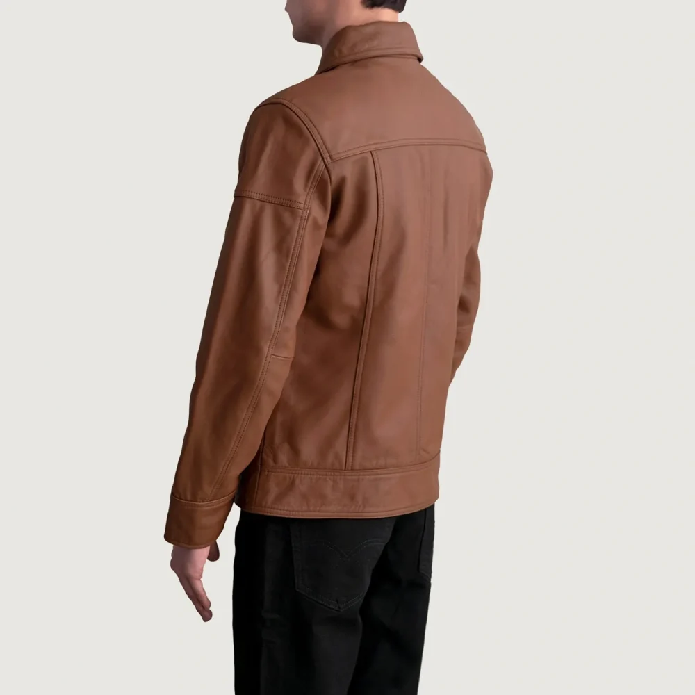 Lavendard Matte Brown Leather Biker Jacket-reviseleather