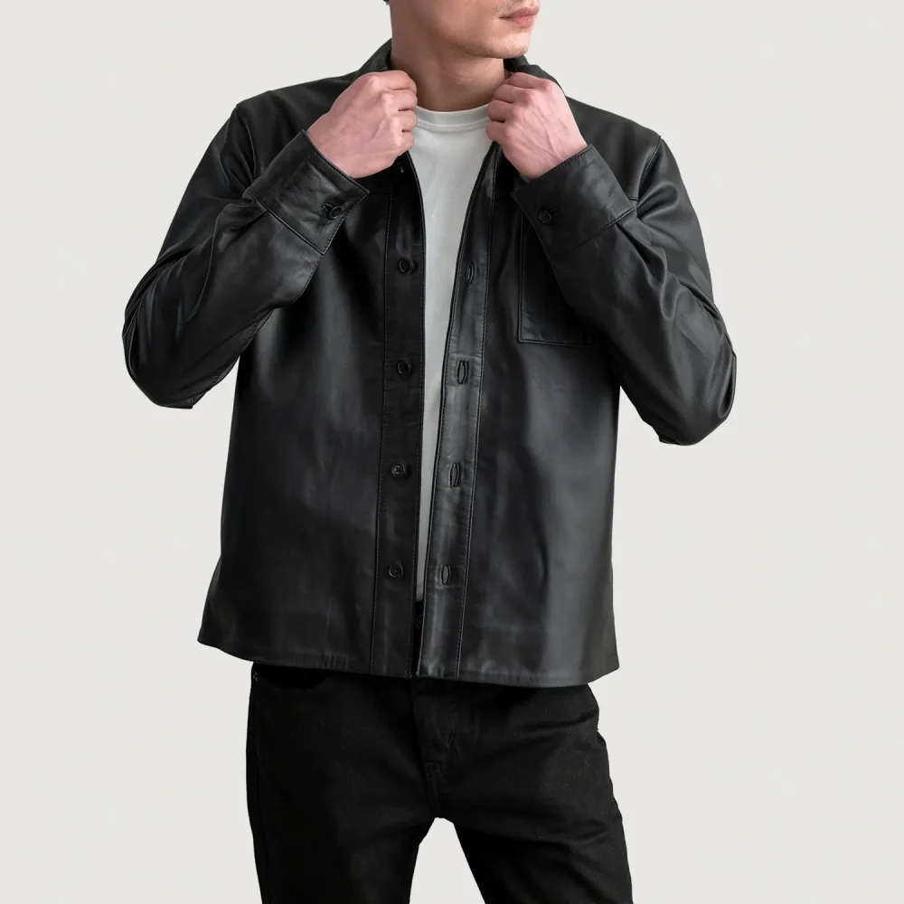 Scout Black Leather Shirt-reviseleather