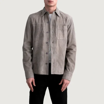 Scout Grey Suede Leather Shirt-reviseleather
