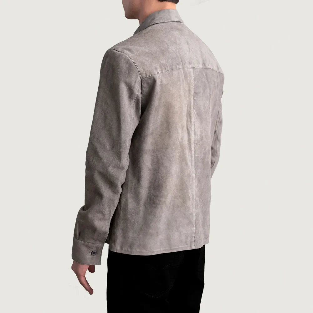 Scout Grey Suede Leather Shirt-reviseleather