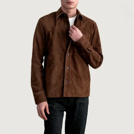 Scout Mocha Suede Leather Shirt-reviseleather