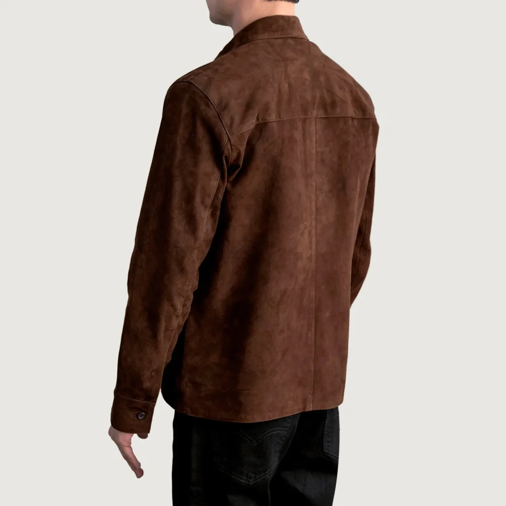 Scout Mocha Suede Leather Shirt-reviseleather