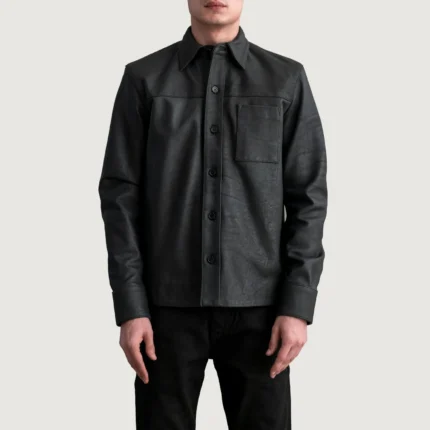 Scout Tumbled Black Leather Shirt-reviseleather