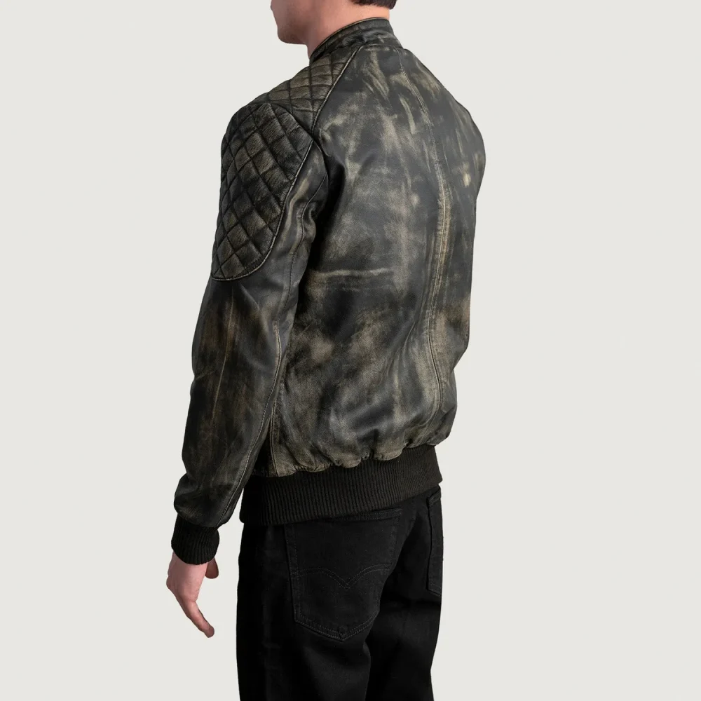Sven Distressed Brown Leather Bomber Jacket-reviseleather