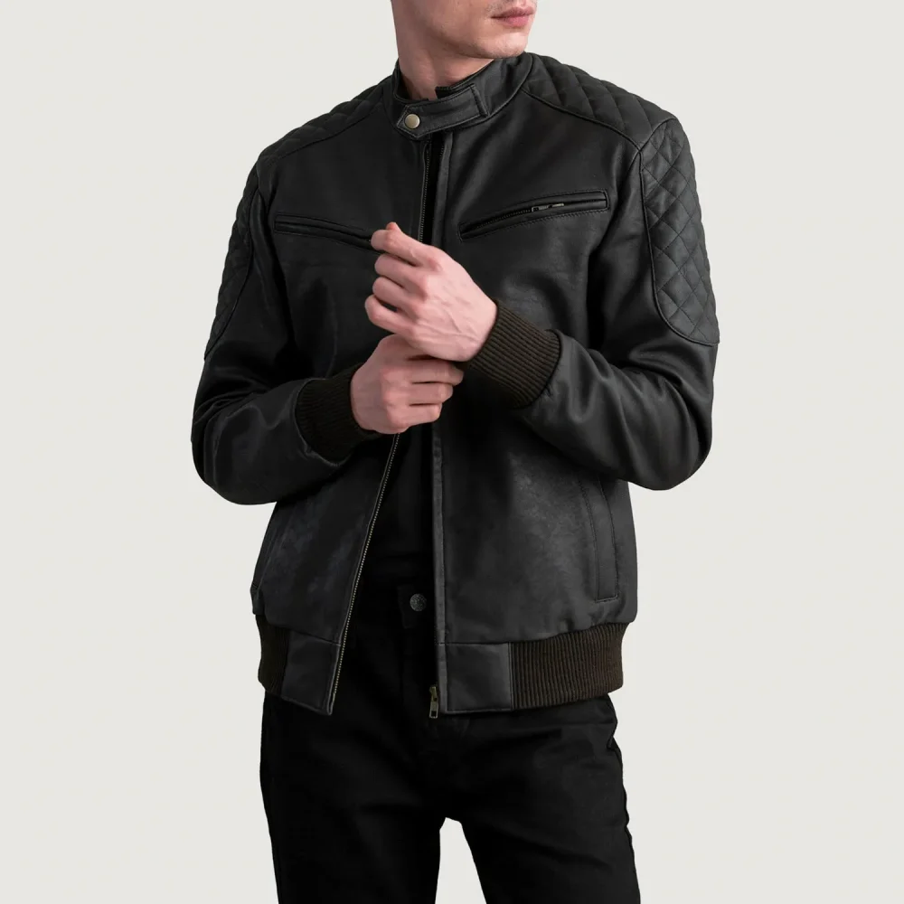 Sven Tumbled Brown Leather Bomber Jacket-reviseleather
