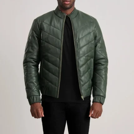 Travis Green Leather Puffer Jacket-reviseleather