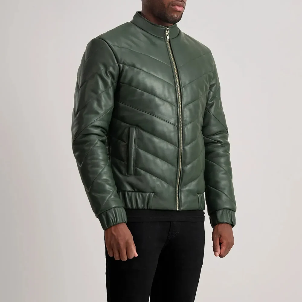 Travis Green Leather Puffer Jacket-reviseleather