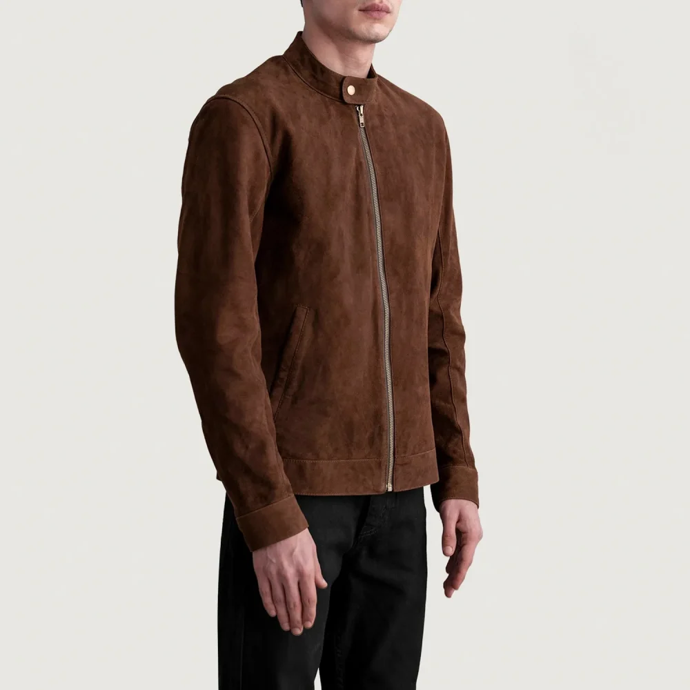 Zen Brown Suede Biker Jacket-reviseleather