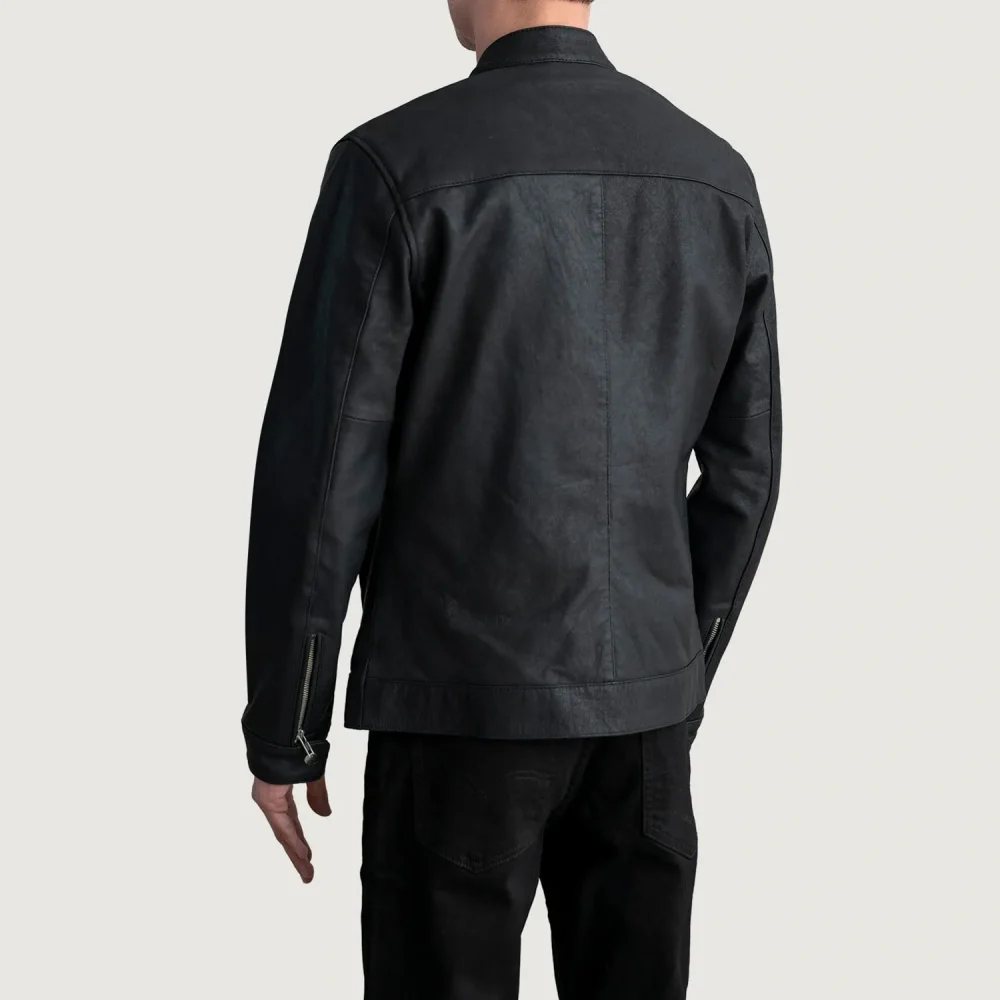 Zen Tumbled Black Leather Biker Jacket-reviseleather